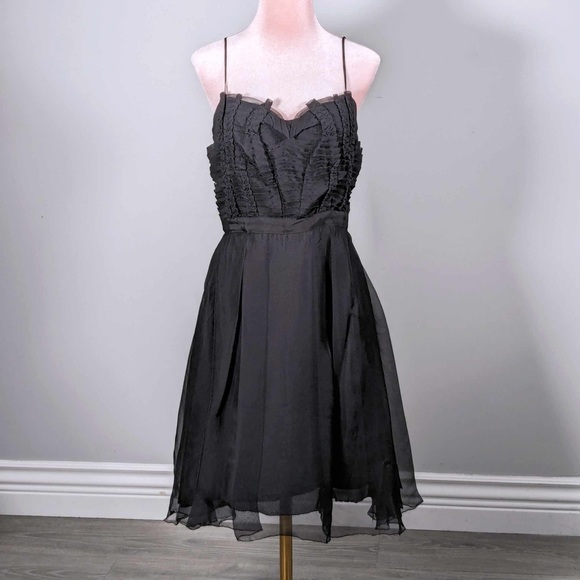 NWT Leon Max | Black Pleated Silk Sleeveless Dress - sz 8 - Picture 8 of 10